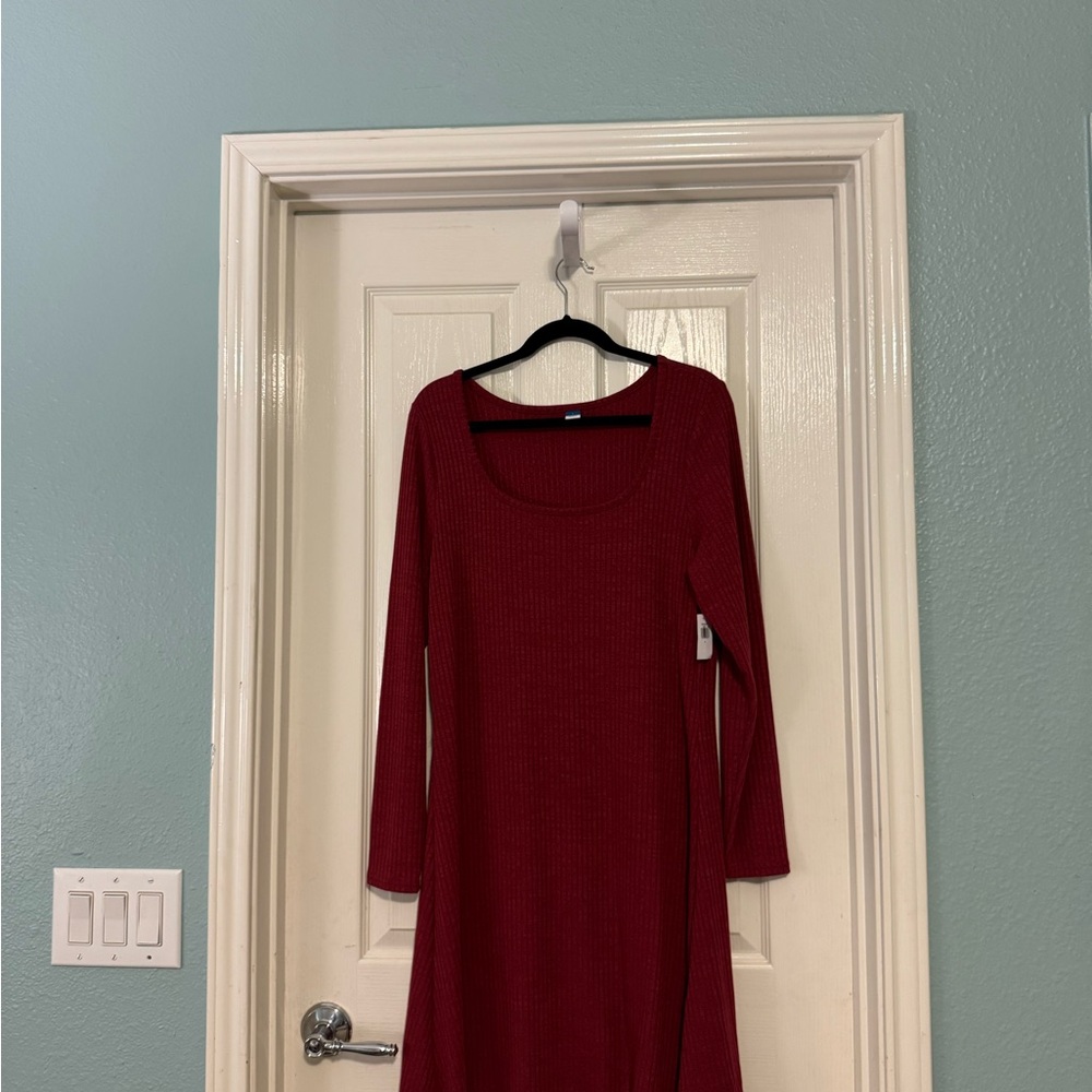 Old Navy Elegant Red Long Sleeve Dress